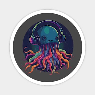 Techno Jellyfish - Cool jellyfish with headphones Magnet